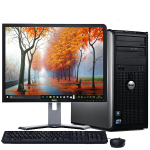 Dell Desktop PC Tower System Windows 10 Intel Core 2 Duo Processor 4GB RAM 160GB Hard Drive DVD Wifi with a 17" LCD
